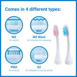 Emmi-dent Metallic/Professional 2-Pin Bristle-Head Attachments - Electric Toothbrush Replacement Heads. Cleans with Ultrasound Waves (Wave 2 Pack)