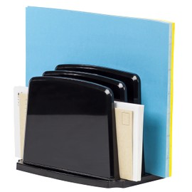 Storex Modern Gloss Vertical Sorter, 8 x 6 x 5 Inches, Black, 1 Count (00146F04C)