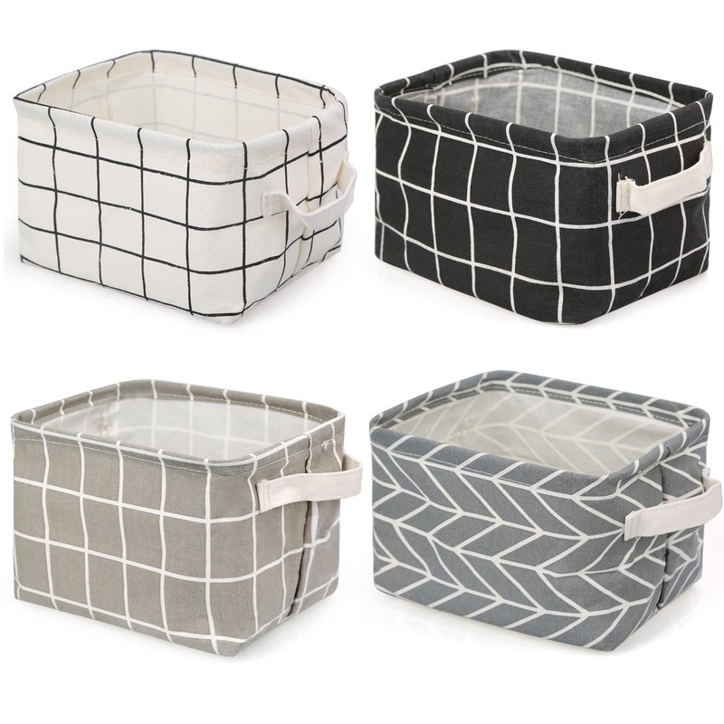 JoyPlus Fabric Storage Basket Organiser, Pack of 4 Foldable Waterproof