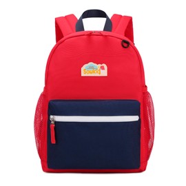 Sawkig Preschool Backpack for Toddler Boys 12 inch Bookbag for Little Boys 2-3 (Red and Navy Blue)