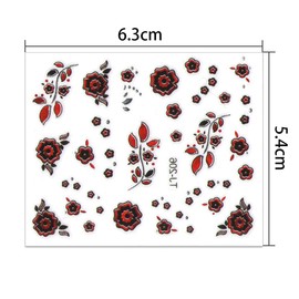 SILPECWEE 30 Sheets Self Adhesive Nail Stickers 3D Golden White Flower Design and 1Pc Tweezers Nail Art Decals for DIY&Salon Manicure Kit