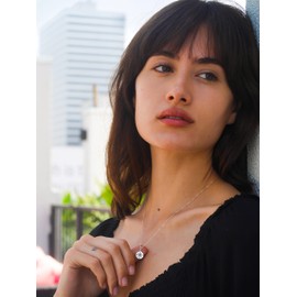 Sterling Silver Compass Necklace, Inspirational Gifts for Women, Long Distance Friendship Gifts, Graduation Gifts for Her, Dainty Necklace for Her, Enjoy the Journey (18, Sterling Silver)