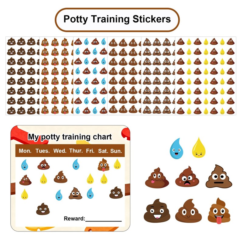 608pcs Funny Potty Training Stickers, Waterproof Potty Poo Decals for