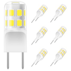 G8 LED Bulb Dimmable, 3W (20W-25W Halogen Equivalent), G8 GY8.6 Bi-Pin Base, T4 JCD Type 120V Mini G8 Bulb for Under Cabinet Puck Light, Under Counter Kitchen Lighting, Daylight White 6000K, 6 Pack