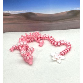 Generic 3D Printed Articulated Dragon, 12"" Pink and White Cherry Blossom Dragon, 12"" Pink Dragon, Fidget ADHD Autism Toy Dragon Gift Ideas D023-DR, Red Purple Blue Green