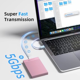 SAN ZANG MASTER 2.5 Inch Hard Drive Enclosure, 5Gbps USB 3.0 to SATA III 5Gbps High-Speed Transmission for 7-9.5MM HDD SSD Enclosure, USB-B to USB-A, Support UASP Trim for Windows (Pink)