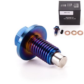 M12 x 1.75 titanium alloy Engine Oil Drain Plug with Neodymium Magnet, Copper Crush Washer Compatible Lexus,Toyota, Nissan, Infiniti