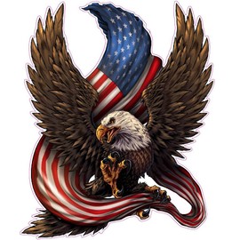American Bald Eagle American Flag Decal is 6.0" in Size