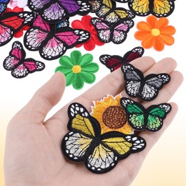 40Pcs Butterfly Embroidered Patches, Sew On/Iron On Patch Applique for Jeans, Bags, Clothing, Arts Crafts DIY