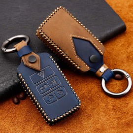 ontto Cowhide Car Key Case Cover for Range Rover Velar Evoque Land Rover Discovery 5 Sport Jaguar E-Pace 2018 2019 Key Case Key Cover Key Protection Case Remote Control Blue