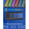 Wireless Keyboard with 7 Colored Backlits, Wrist Rest, Phone Holder,