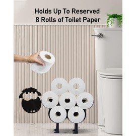 Wigag Sheep Toilet Paper Holder for Extra 8 Rolls, Wall Mounted Decorative Toilet Paper Storage, Farmhouse Bathroom Cute Decor Freestanding Accessories Storage Cabinet