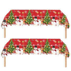 ZSYIULIA 2Pcs 137 * 274cm Christmas Disposable Tablecloth Decorations for Christmas,Disposable Party Table Cloth Party Table Covers Dining Tablecover for Indoor or Outdoor Birthday,Xmas Picnic Party