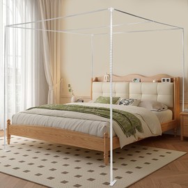 Kaichenyt Canopy Bed Frame Enhanced Stainless Steel Poles White Queen Size Four Corner Bed Canopy Frame Modern Bedroom Decor Fit for Mosquito Curtains(no Included) (4.92 * 6.56 * 6.56ft)