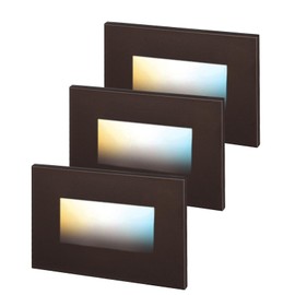 LEONLITE 5CCT 120V LED Step Lights, 3.5W 150LM 5%-100% Dimmable Horizontal Stair Lights Indoor Outdoor Wet Location, CRI90+ & ETL, 2700K/3000K/3500K/4000K/5000K, Aluminum, Oil Rubbed Bronze, Pack of 3