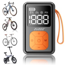 ZUZEE Mini Bike Pump, 150 PSI Portable Bicycle Pump with Gauge, 3X Faster & Auto Stop & Brushless Motor, Electric Bike Tire Pump with Presta and Schrader Valve for Road Bike, MTB, Motorcycle, Ball,etc