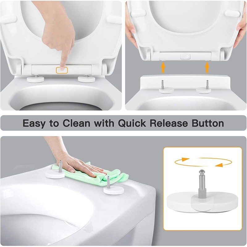 SADALAK Soft Close Quick Release Toilet Seat Elongated- Heavy Duty