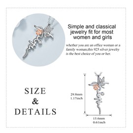 LUHE Faith Cross Necklace for Women Sterling Silver Rose Butterfly Pendant Necklaces Jewelry Gifts for Women Mother