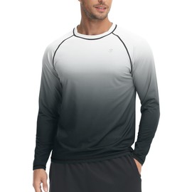 Tyhengta UV Protection Tops Mens Lightweight Summer Long Sleeve Tops UPF 50+ Sun Protection T-Shirts Outdoor Walking Shirts White/Dark Grey,XXL