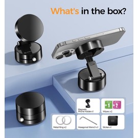 MAGIC JOHN 360° Rotating Magnetic Phone Holder Secure & Adjustable Stand for Car, Desk, Kitchen & Gym:_White-Basics