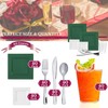 Elegant Disposable Plastic Dinnerware Set, Heavy Duty Plastic Plates (Green,