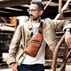 pundarika leather sling bag for men crossbody bag Casual shoulder