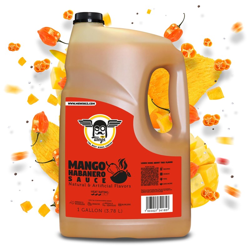 Mr Wings Mango Habanero Sauce 1 Gallon (128 Fl Oz).