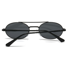 YAMEIZE Retro Metal Frame Pilot Round Sunglasses for Men and Women Classic Double Bridge Round UV400 Protective Umbrellas Outdoor, Black-black