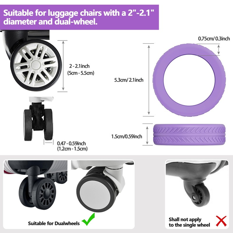 AWINNER Luggage Wheel Covers 8 Pack Upgraded,Silicone Luggage Wheel Protector