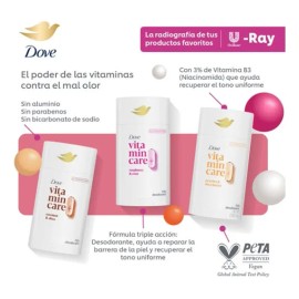Desodorante Dove Vitamincar Coco Barra Sin Aluminio 72gr 2pz