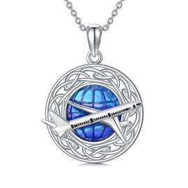 LEECCI Earth Necklace for Women 925 Sterling Silver Earth Airplane Necklace Birthday Christmas Jewelry Gifts for Women, Small, Sterling Silver, No Gemstone