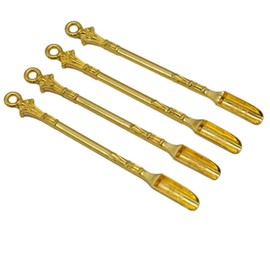 Naisfei 4 Pieces Mini Spoon,Gold Mini Spoon Mini Shovel Microscale Spoon Home Supplies Pendants Necklace Vials,for Filling Salts, Herbs (Gold)