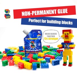 Le Glue Temporary Glue 3 Pack - Compatible with Legos - Non-Permanent Clear Adhesive for Plastic Building Blocks - No Messy Break-Ups - Non-Toxic Formula - Created for Kids, by a Kid