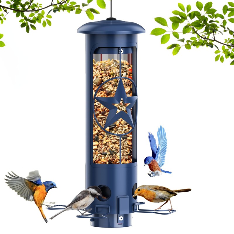 Squirrel Proof Bird Feeders for Outdoors with Weight-Activated, 3LB Large