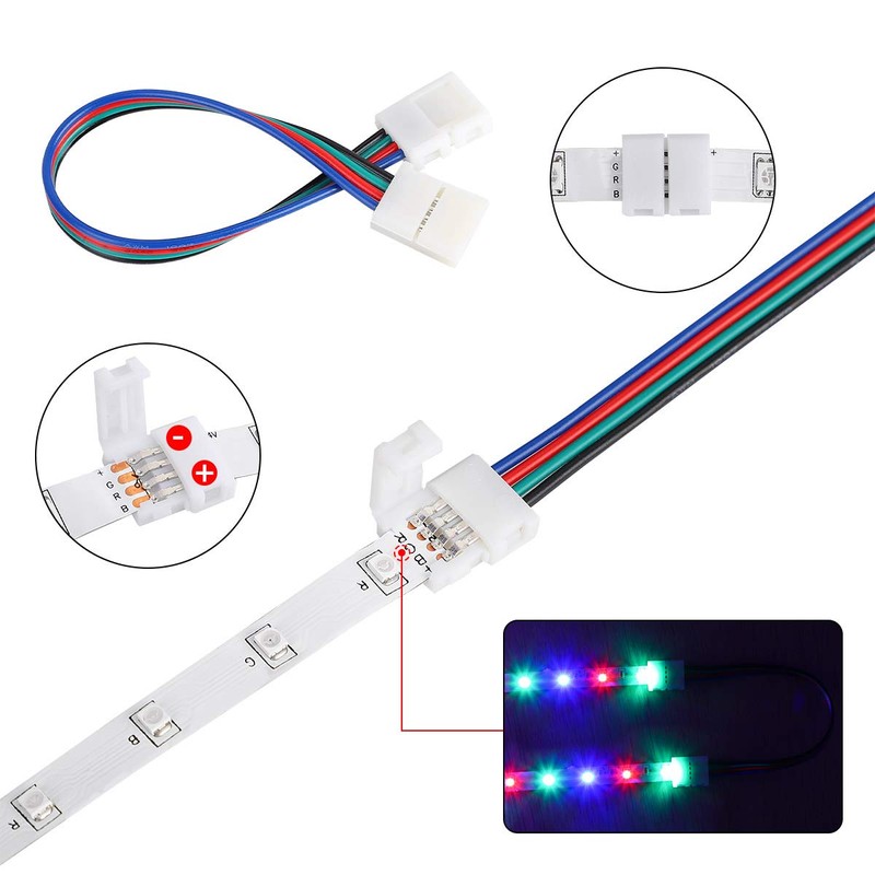 SUPERNIGHT 3528 2835 4 Pin 8mm LED Strip Connector, RGB