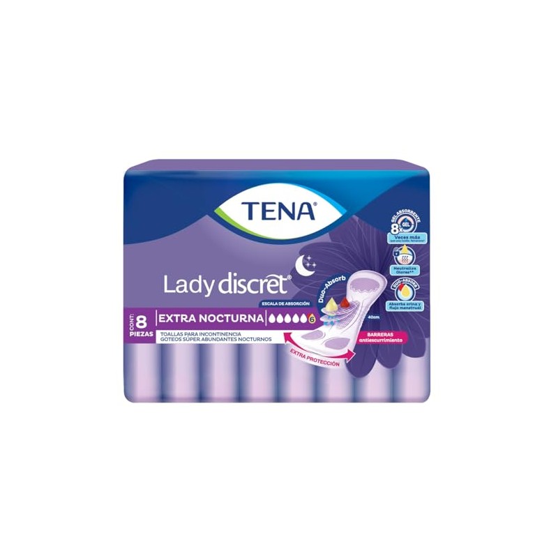 Tena Lady Protector Femenino Absorbente, Comodidad, Discreción, 8 Piezas