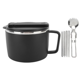 304 Stainless Steel Instant Noodle Bowl 1200ML Large Capacity Noodle Bowl with Lid Insulation Bowl with Chopsticks Spoon
