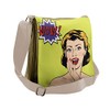 Lunarable Vintage Messenger Bag, Comics Woman Wow Expression, Unisex Cross-body