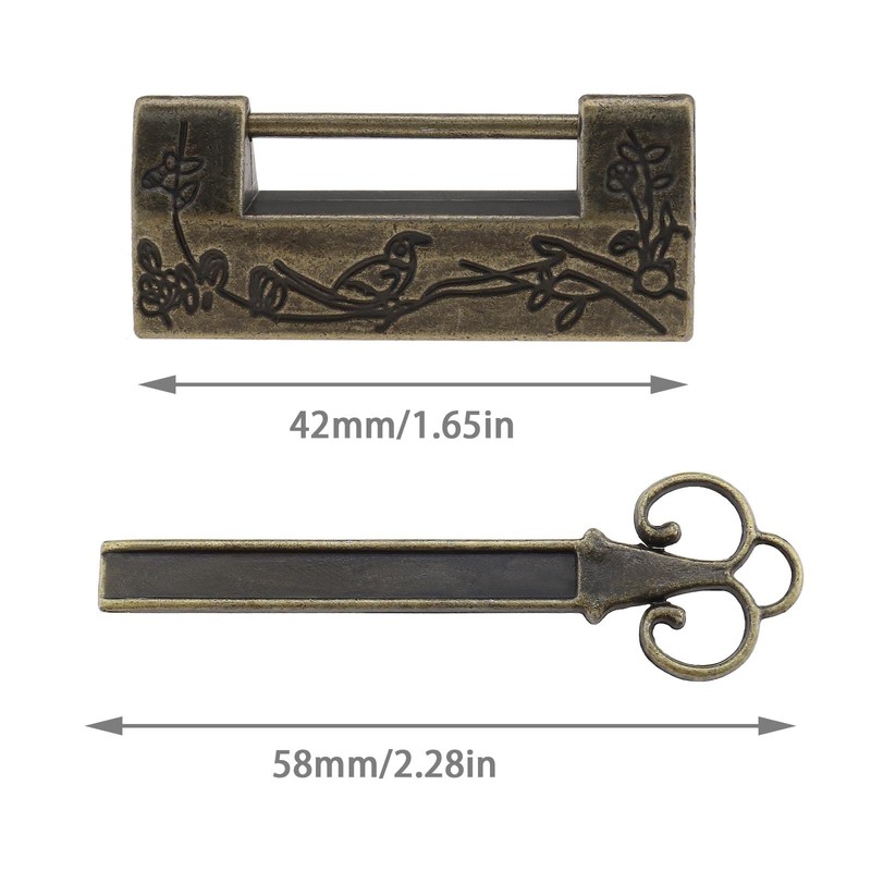 ECSiNG 2PCS Antique Padlocks with Keys Chinese Style Flower Bird
