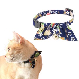 Necoichi Kimono Ribbon Cat Collar, Blue,1 Count, 0.04 kg