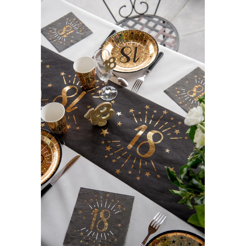 Table Runner Table Runner Black Gold Birthday Numbers 18 20