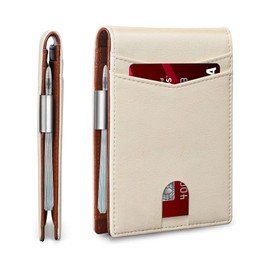 MaRowsm Men's Slim Wallet Card Holder Money Clip, solid white