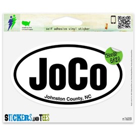 JoCo Johnston County NC Oval Vinyl Car Bumper Window Sticker 5" x 3"