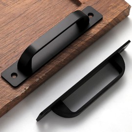 Ntresbonne 12 Pack 5 Inch 128 mm Matte Black Square Cabinet Pulls with Base Plate Cupboard Aluminum Handles Drawer Pull Cabinet Handles