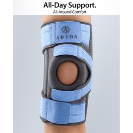 ABYON Knee Brace for Women & Men Meniscus Tear, ACL, Arthritis, Knee Support with Triple Side Stabilizers and Adjustable 360° Wraparound Strap for Maximum Knee Pain Support and Fast Recovery - Please Check How To Size Video