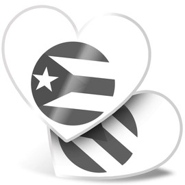2 x Heart Stickers 15 cm - BW - Puerto Rico Flag Fun Decals for Laptops,Tablets,Luggage,Scrap Booking,Fridges, #41682