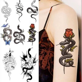 8 Sheets Snake Tattoos Fake Tattoos Festival Tattoos Temporary Tattoos Snake 8