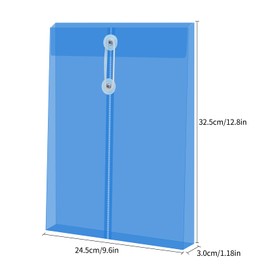 FYY Plastic Envelopes A4 Size with Button and String Tie Closure, Clear Expandable Envelopes File Documents Folder Project Paper Organiser for Office School Home Assorted Colour Pack of 12