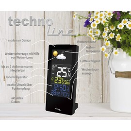 Technoline WS 6446 Weather Station with Colour Display, Indoor Temperature, Outdoor Temperature, Humidity, Weather Tendencies, Temperature Tendencies, Vertical