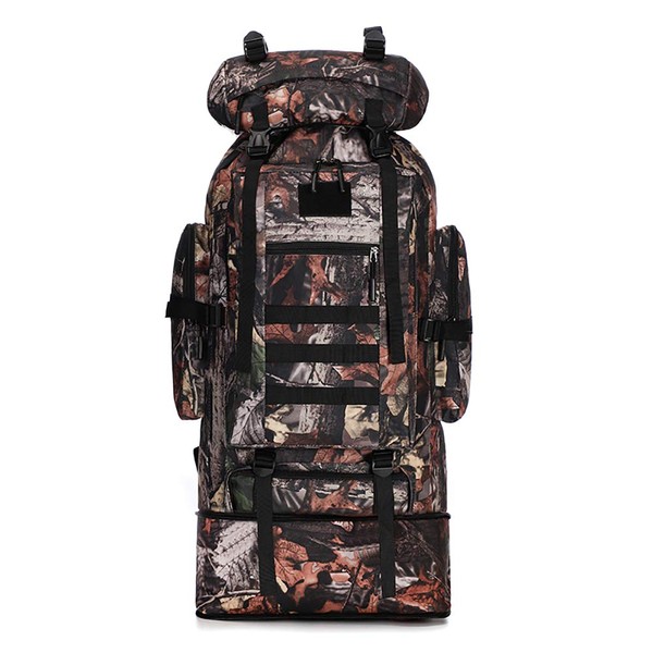 WintMing Camping Hiking Backpack Expandable 70L/100L Molle Rucksack Waterproof Traveling Daypack , No Internal Frame(100L-CamoTabby)